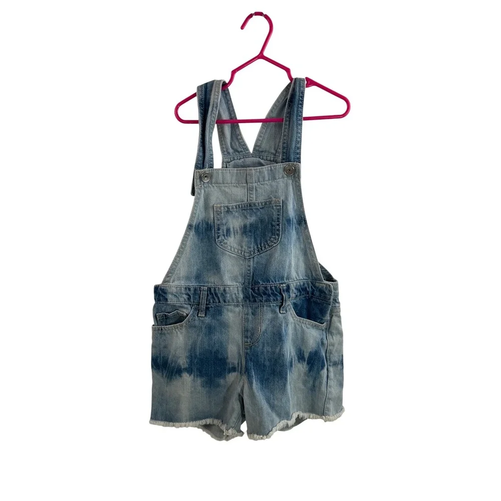 The Children's Place Denim Overalls 6X/7 Blue Tie Dye Shortalls Kids